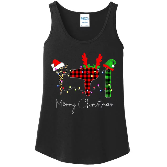 Merry Christmas Hairstylist Funny Tool Hairdresser Barber Ladies Essential Tank