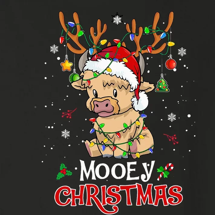 Mooey Christmas Highland Cow Xmas Light Santa Hat Toddler Long Sleeve Shirt