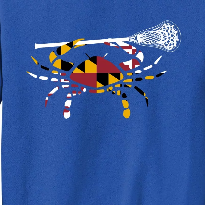 Maryland Crab Holding Lacrosse Stick Boys Girls Lax Funny Gift Tall Sweatshirt