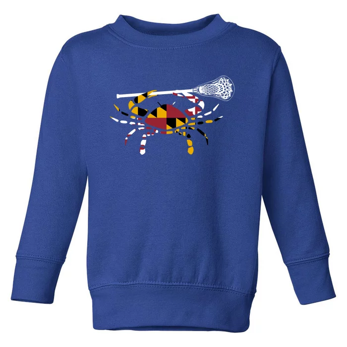 Maryland Crab Holding Lacrosse Stick Boys Girls Lax Funny Gift Toddler Sweatshirt