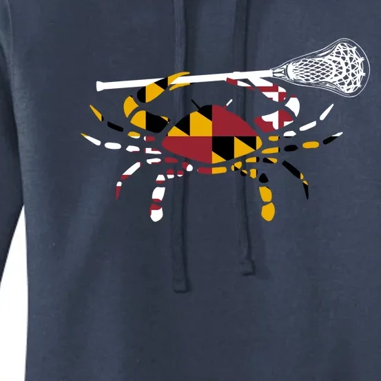 Maryland Crab Holding Lacrosse Stick Boys Girls Lax Funny Gift Women's Pullover Hoodie