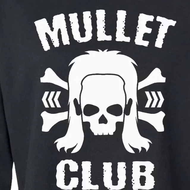 Mullet Club Hairstyle Bones Skull Cropped Pullover Crew