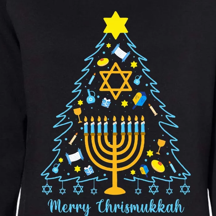 Merry Chrismukkah Happy Hanukkah Christmas Santa Hat Menorah Womens California Wash Sweatshirt