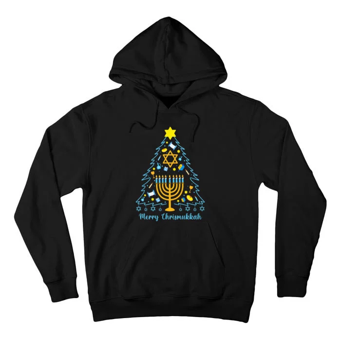 Merry Chrismukkah Happy Hanukkah Christmas Santa Hat Menorah Tall Hoodie