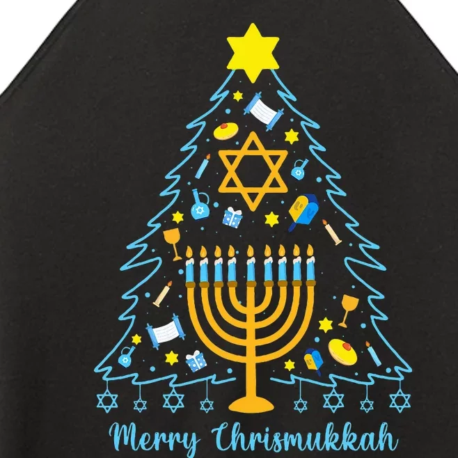 Merry Chrismukkah Happy Hanukkah Christmas Santa Hat Menorah Women’s Perfect Tri Rocker Tank