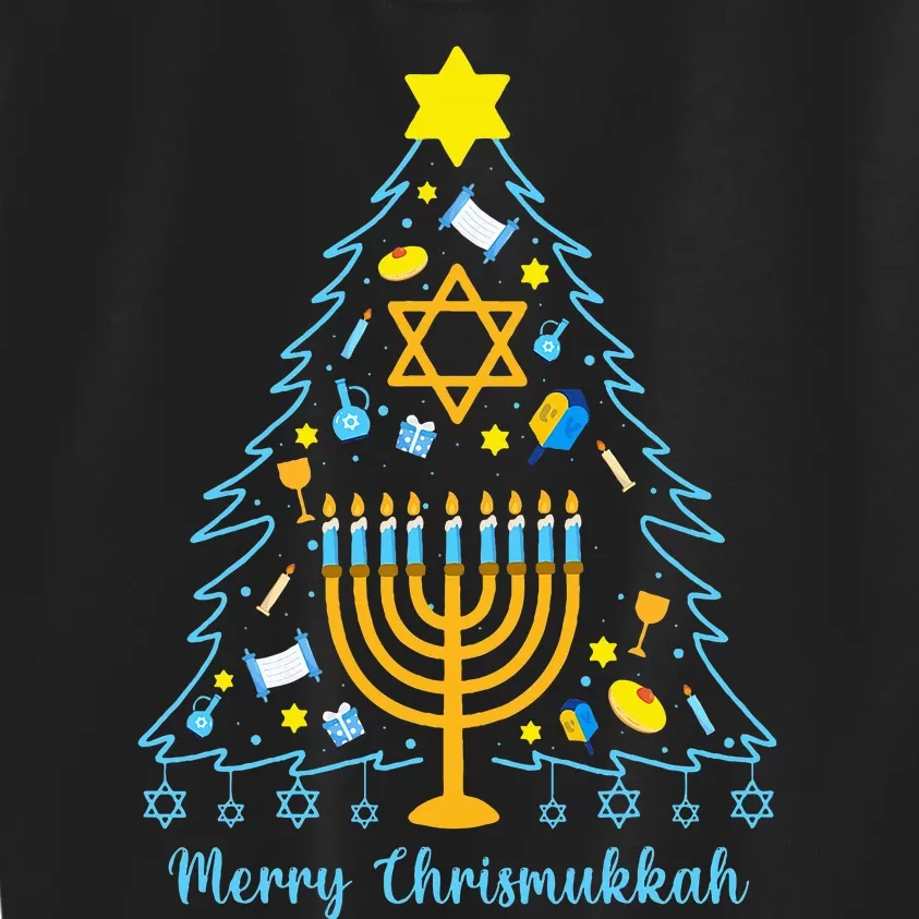 Merry Chrismukkah Happy Hanukkah Christmas Santa Hat Menorah Kids Sweatshirt