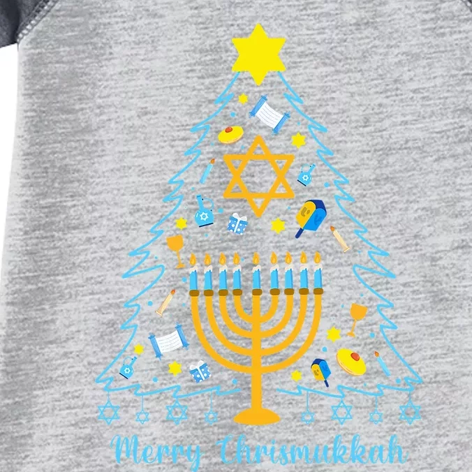 Merry Chrismukkah Happy Hanukkah Christmas Santa Hat Menorah Infant Baby Jersey Bodysuit