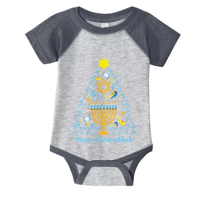 Merry Chrismukkah Happy Hanukkah Christmas Santa Hat Menorah Infant Baby Jersey Bodysuit