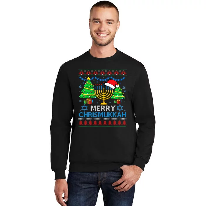 Merry Chrismukkah Happy Hanukkah Christmas Santa Hat Tall Sweatshirt