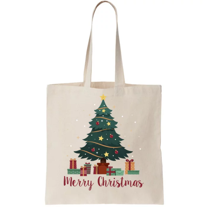 Merry Christmas Holiday Tree Festive Tote Bag