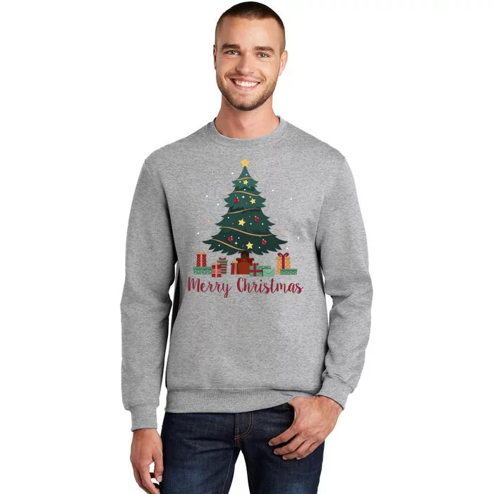 Merry Christmas Holiday Tree Festive Tall Sweatshirt