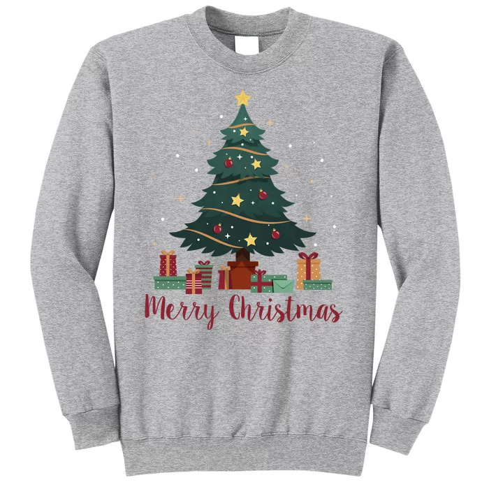 Merry Christmas Holiday Tree Festive Tall Sweatshirt