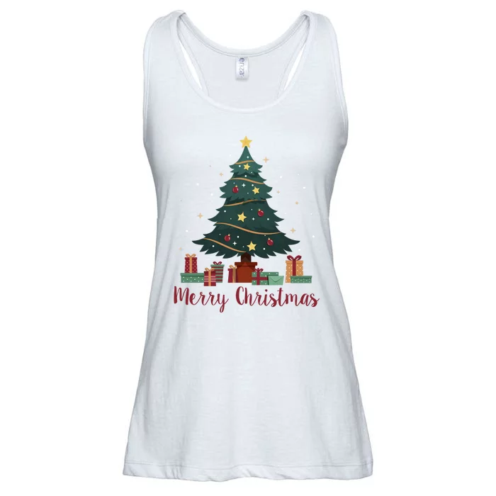 Merry Christmas Holiday Tree Festive Ladies Essential Flowy Tank