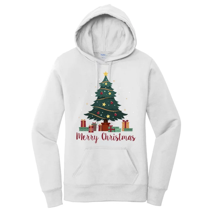 Merry Christmas Holiday Tree Festive Women's Pullover Hoodie