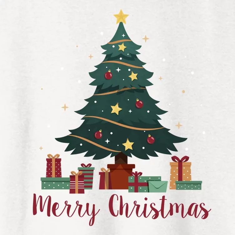 Merry Christmas Holiday Tree Festive Women's Crop Top Tee