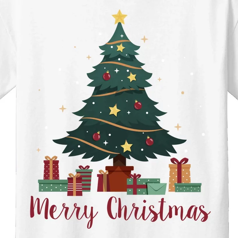 Merry Christmas Holiday Tree Festive Kids T-Shirt