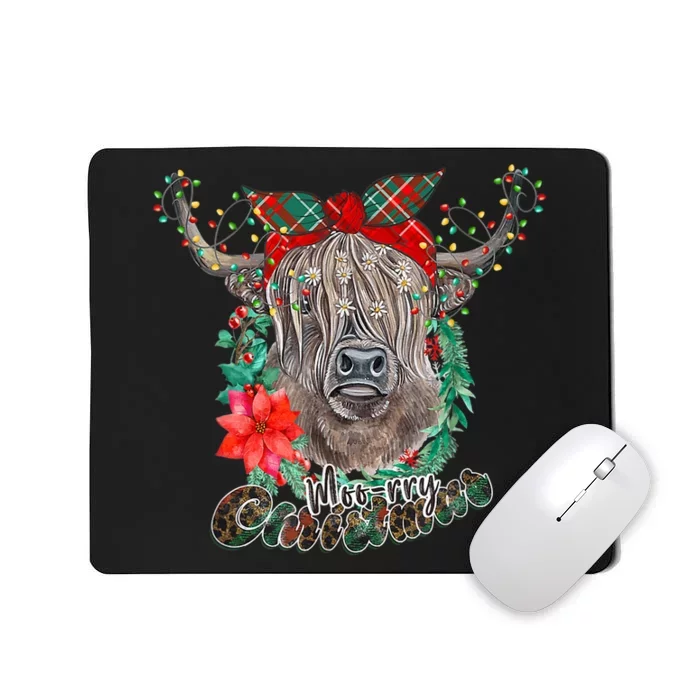 Merry Christmas Highland Cow Ho Ho Heifer Xmas Holiday Mousepad