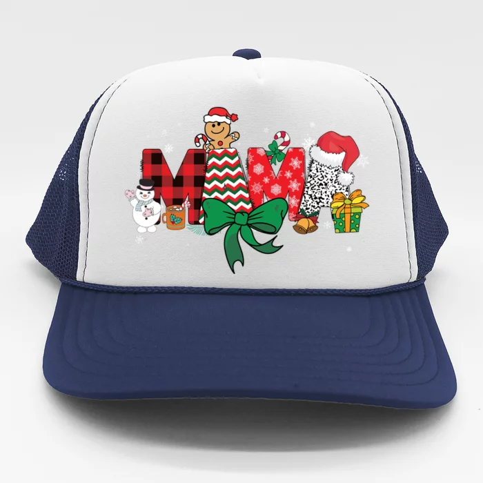 Mama Christmas Holiday Matching Family Season Xmas Trucker Hat