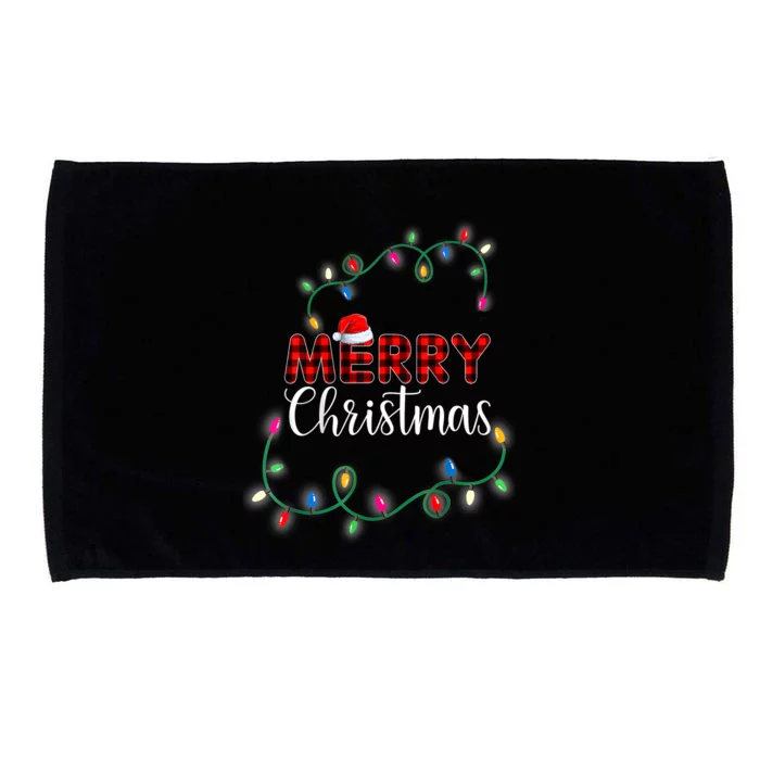 Merry Christmas Holiday Tree Lights Microfiber Hand Towel