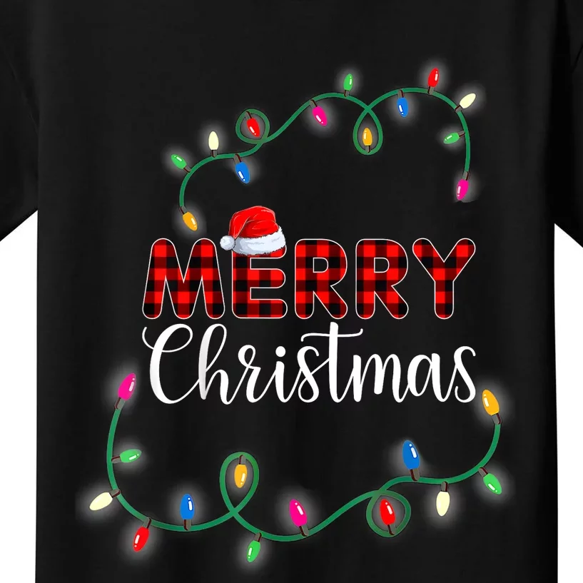 Merry Christmas Holiday Tree Lights Kids T-Shirt