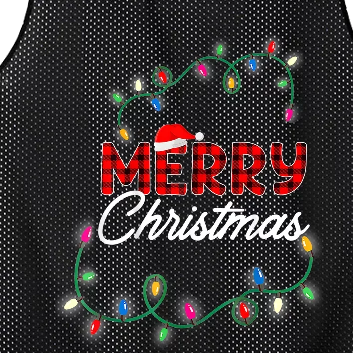 Merry Christmas Holiday Tree Lights Mesh Reversible Basketball Jersey Tank