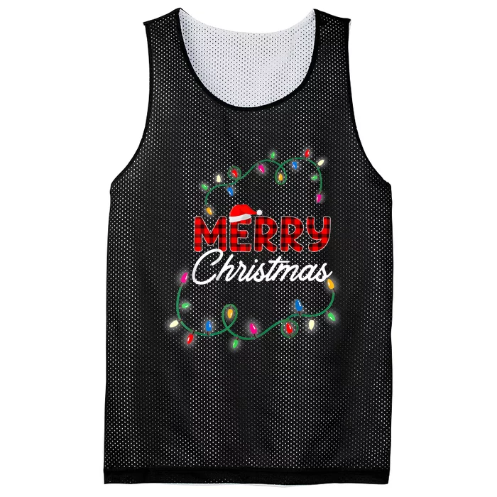 Merry Christmas Holiday Tree Lights Mesh Reversible Basketball Jersey Tank