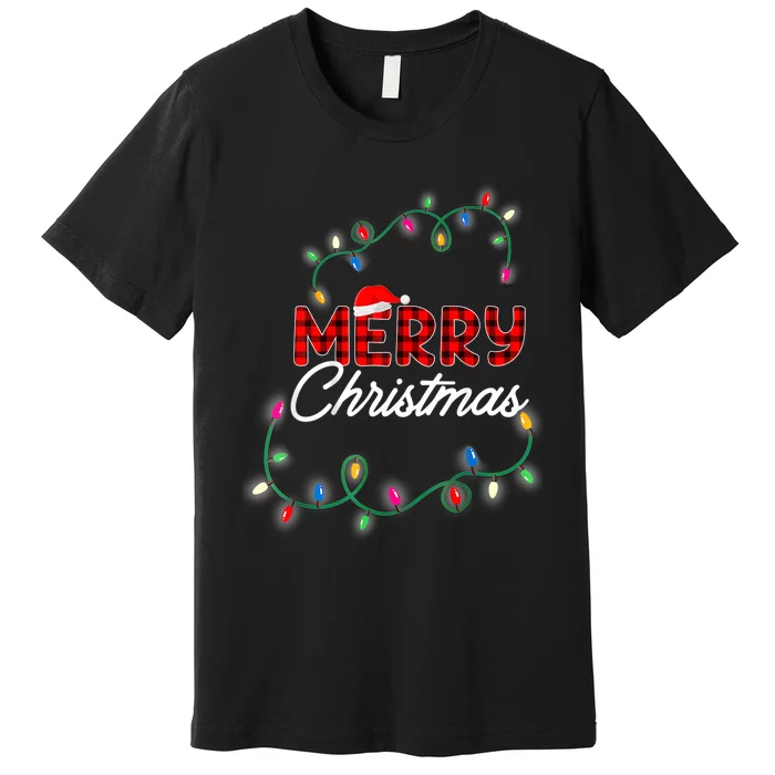 Merry Christmas Holiday Tree Lights Premium T-Shirt