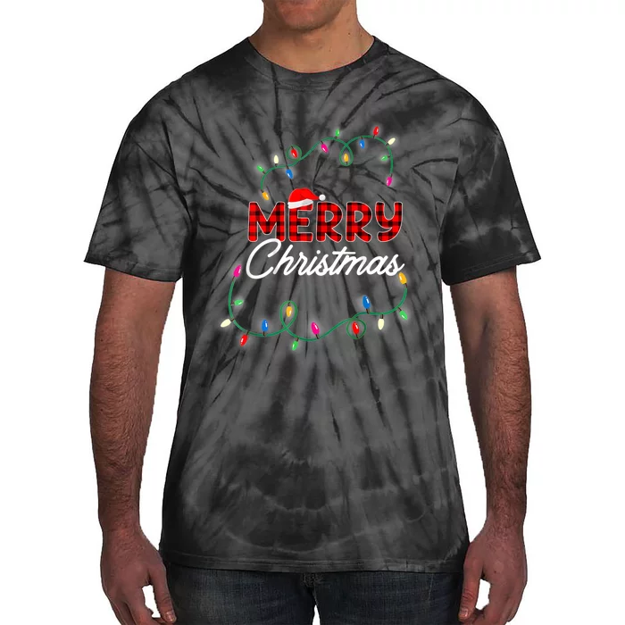 Merry Christmas Holiday Tree Lights Tie-Dye T-Shirt