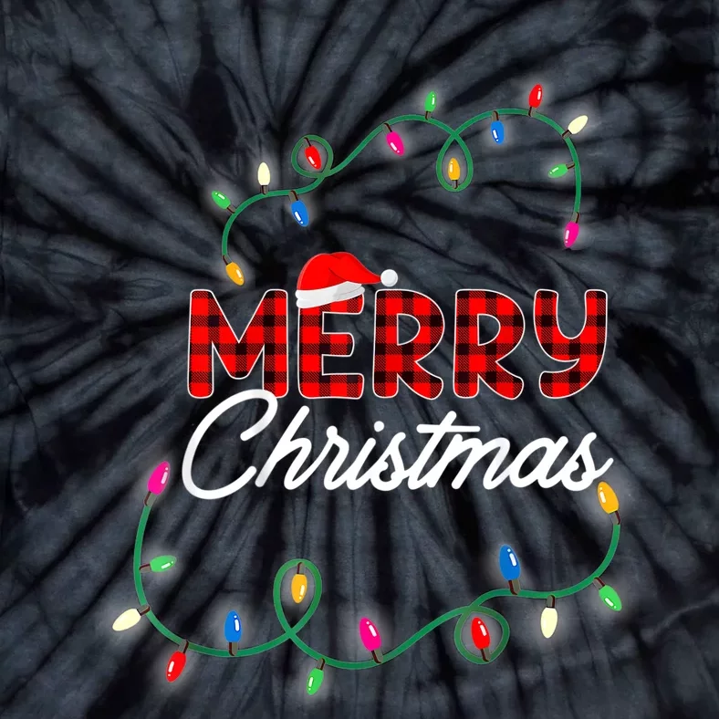 Merry Christmas Holiday Tree Lights Tie-Dye T-Shirt