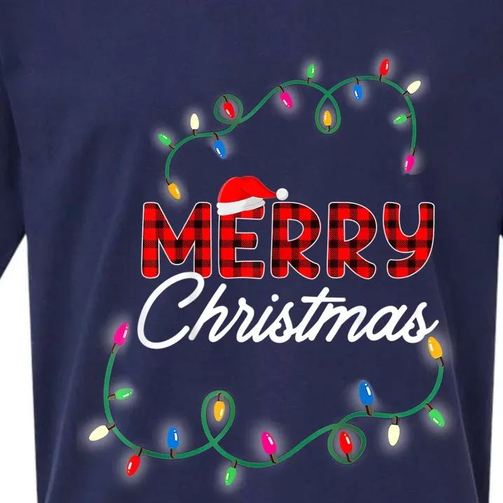 Merry Christmas Holiday Tree Lights Sueded Cloud Jersey T-Shirt