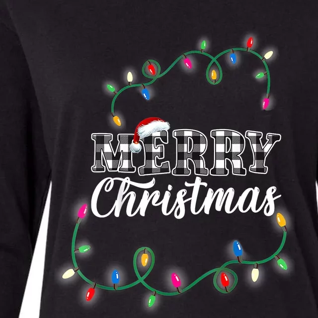 Merry Christmas Holiday Tree Lights Womens Cotton Relaxed Long Sleeve T-Shirt