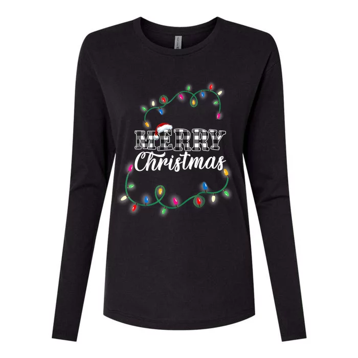 Merry Christmas Holiday Tree Lights Womens Cotton Relaxed Long Sleeve T-Shirt