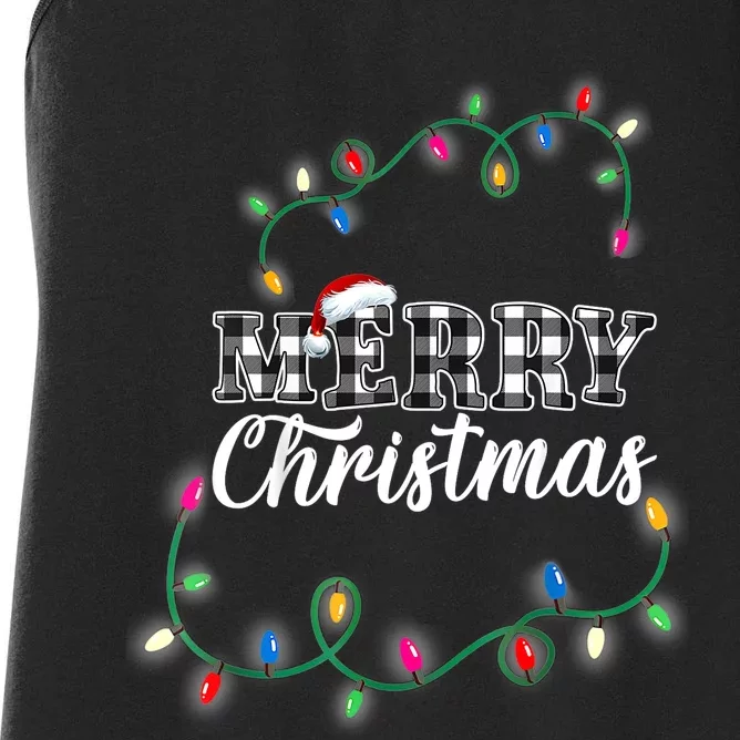 Merry Christmas Holiday Tree Lights Women's Racerback Tank