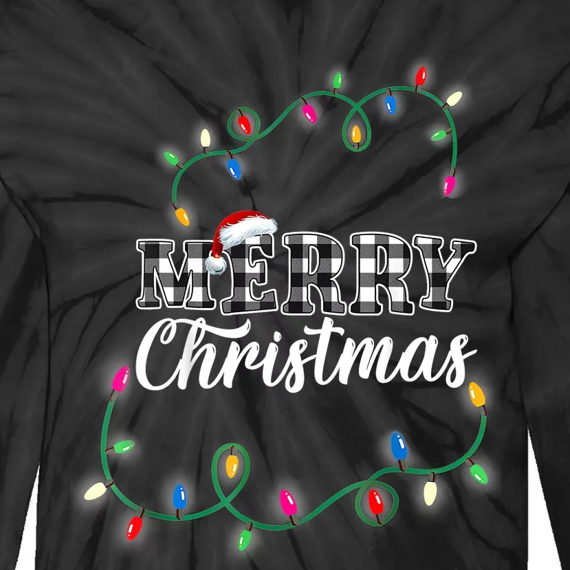 Merry Christmas Holiday Tree Lights Tie-Dye Long Sleeve Shirt