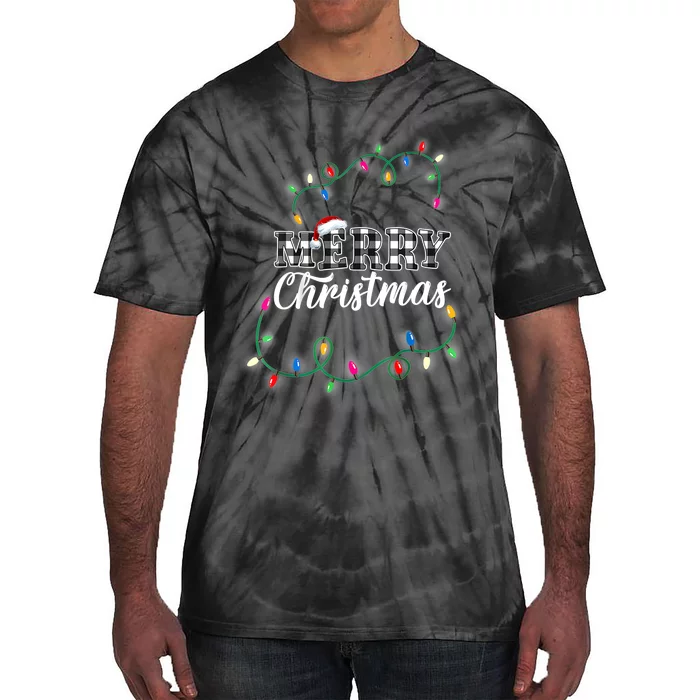 Merry Christmas Holiday Tree Lights Tie-Dye T-Shirt