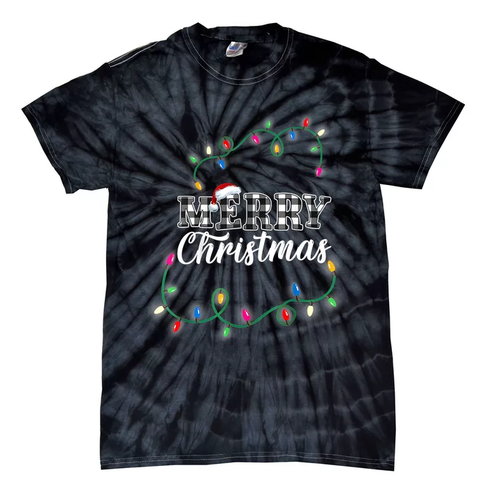 Merry Christmas Holiday Tree Lights Tie-Dye T-Shirt