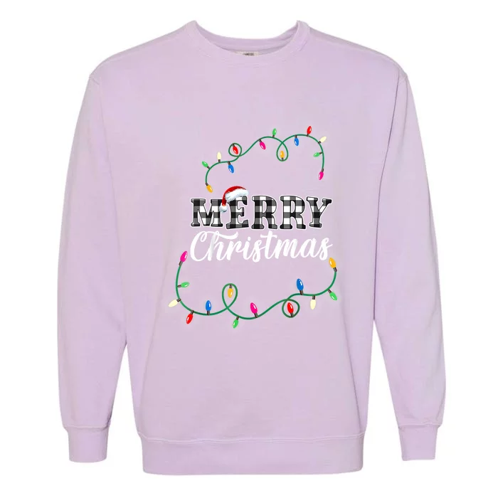 Merry Christmas Holiday Tree Lights Garment-Dyed Sweatshirt