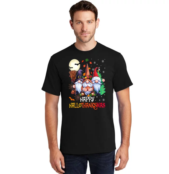 Merry Christmas Hallothanksmas Gnomes Lover Halloween Gift Tall T-Shirt