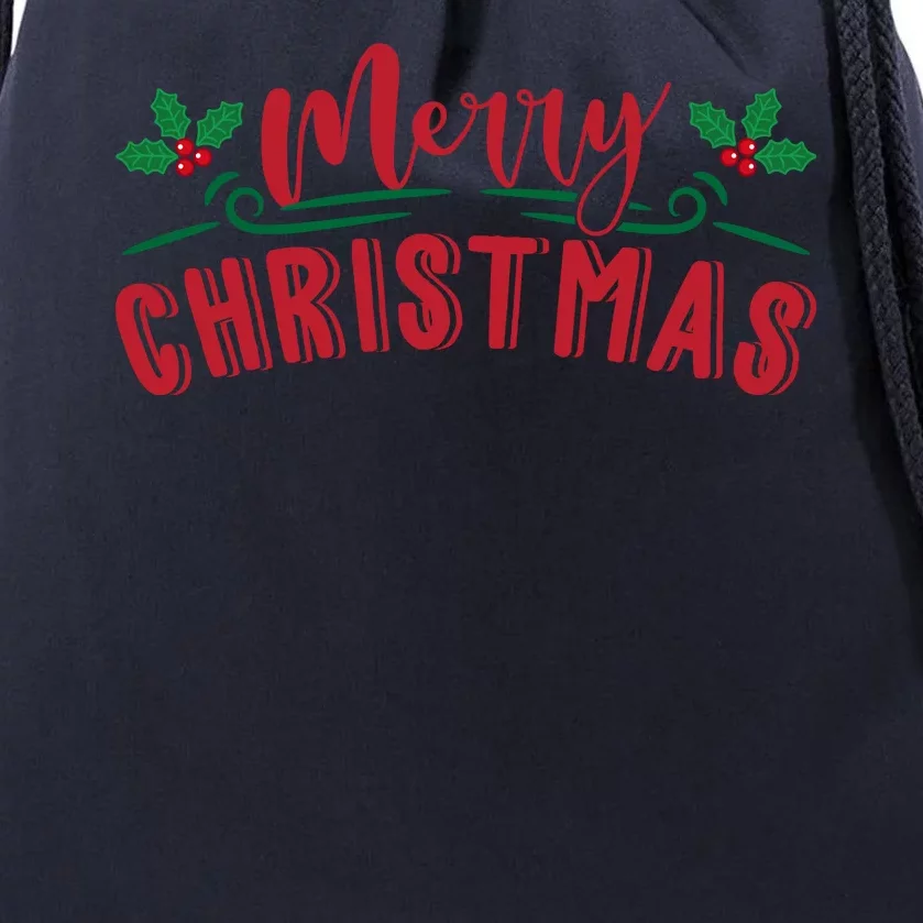 Merry Christmas Holiday Gift Drawstring Bag