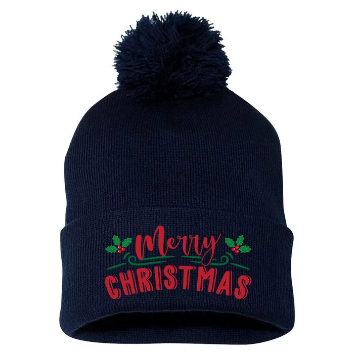 Merry Christmas Holiday Gift Pom Pom 12in Knit Beanie