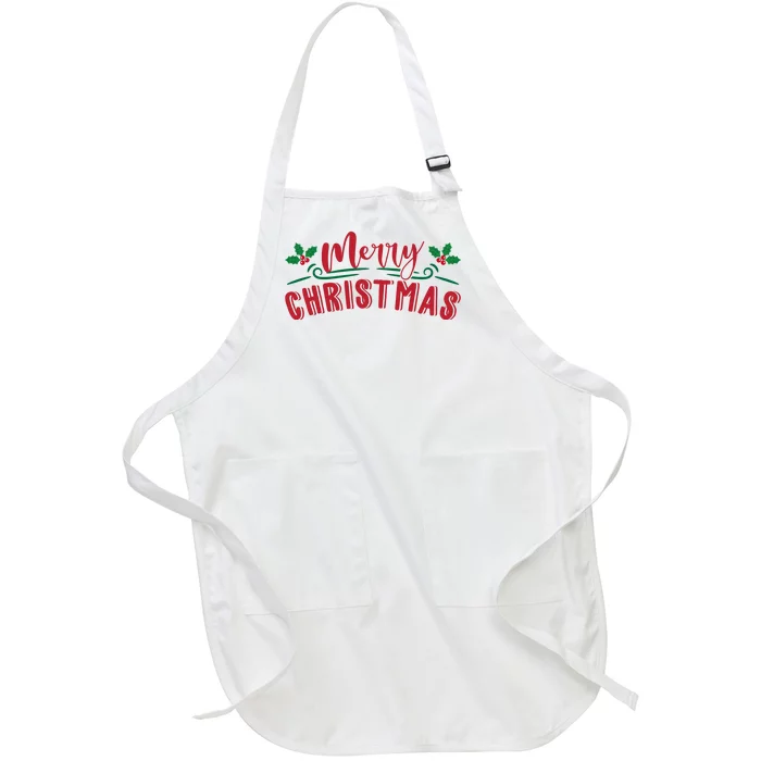 Merry Christmas Holiday Gift Full-Length Apron With Pocket