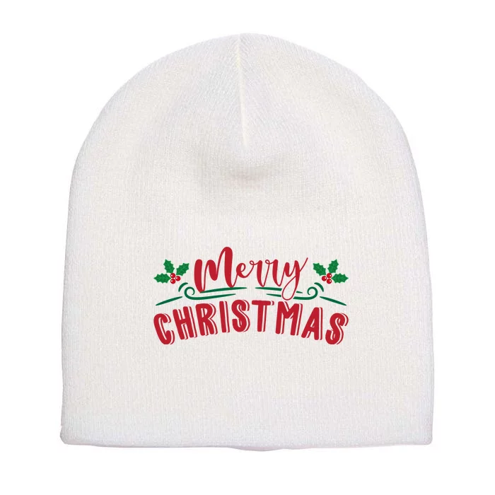 Merry Christmas Holiday Gift Short Acrylic Beanie