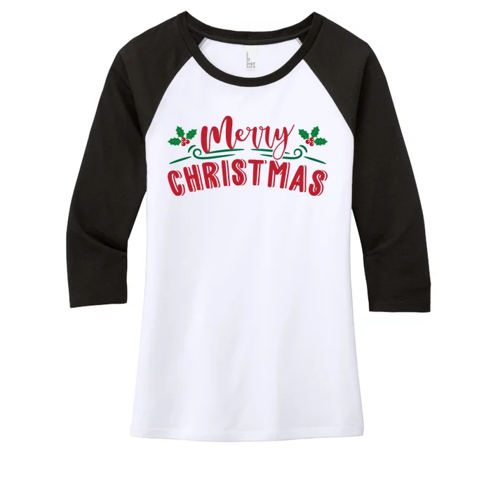 Merry Christmas Holiday Gift Women's Tri-Blend 3/4-Sleeve Raglan Shirt