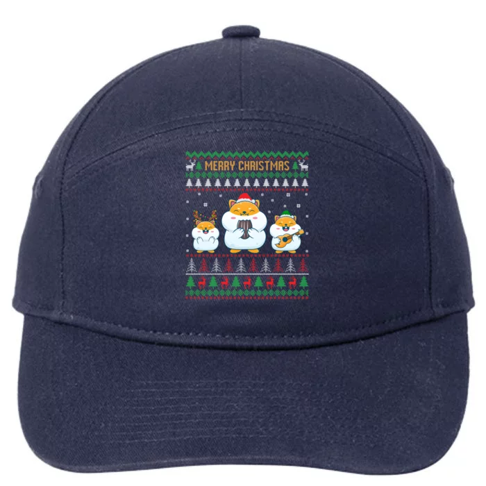 Merry Christmas Hamster Ugly Sweater Cute Hamster Elf Santa Meaningful Gift 7-Panel Snapback Hat