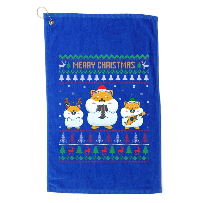 Merry Christmas Hamster Ugly Sweater Cute Hamster Elf Santa Meaningful Gift Platinum Collection Golf Towel