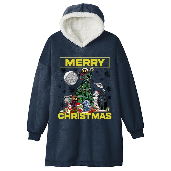 Merry Christmas Happy Holiday Season Hooded Wearable Blanket