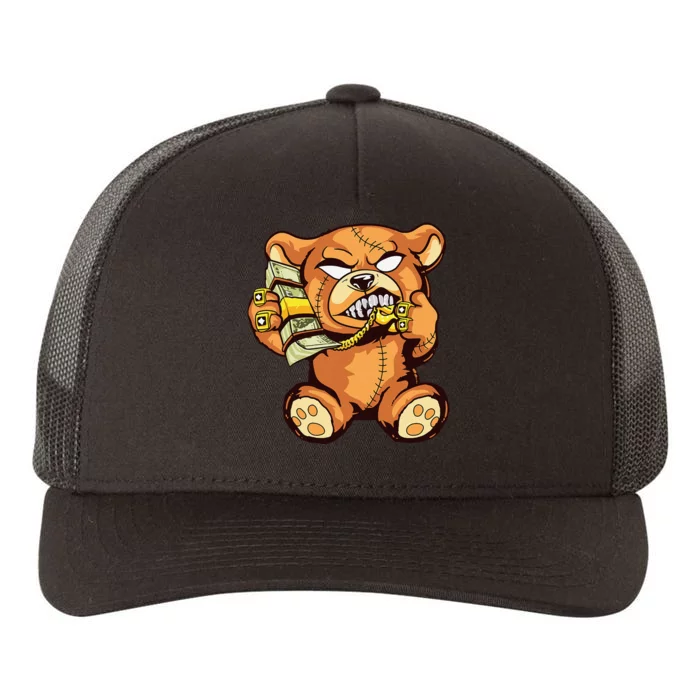 Money Calling Hip Hop Teddy Bear Gangster Rap Drip Swag Dope Yupoong Adult 5-Panel Trucker Hat