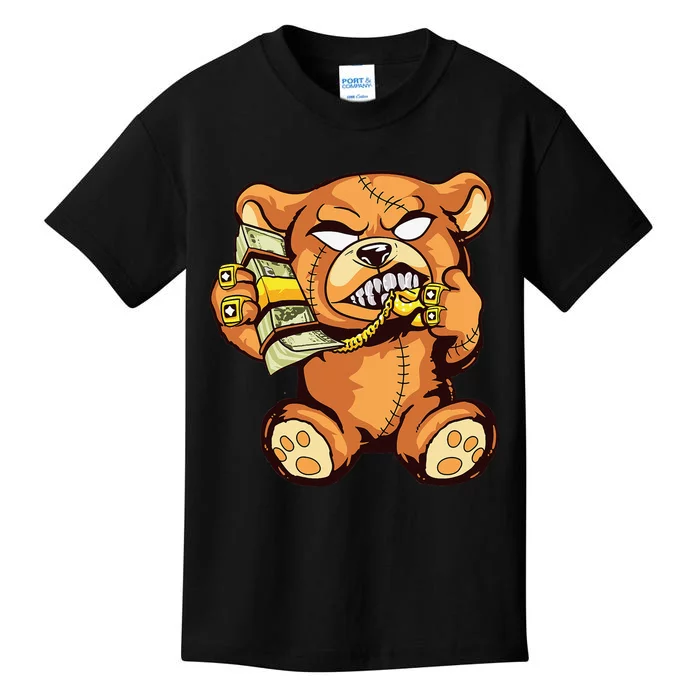 Money Calling Hip Hop Teddy Bear Gangster Rap Drip Swag Dope Kids T-Shirt