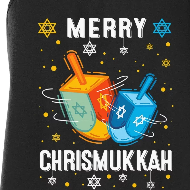 Merry Chrismukkah Hanukkah Chanukah Menorah Jewish Christmas Women's Racerback Tank