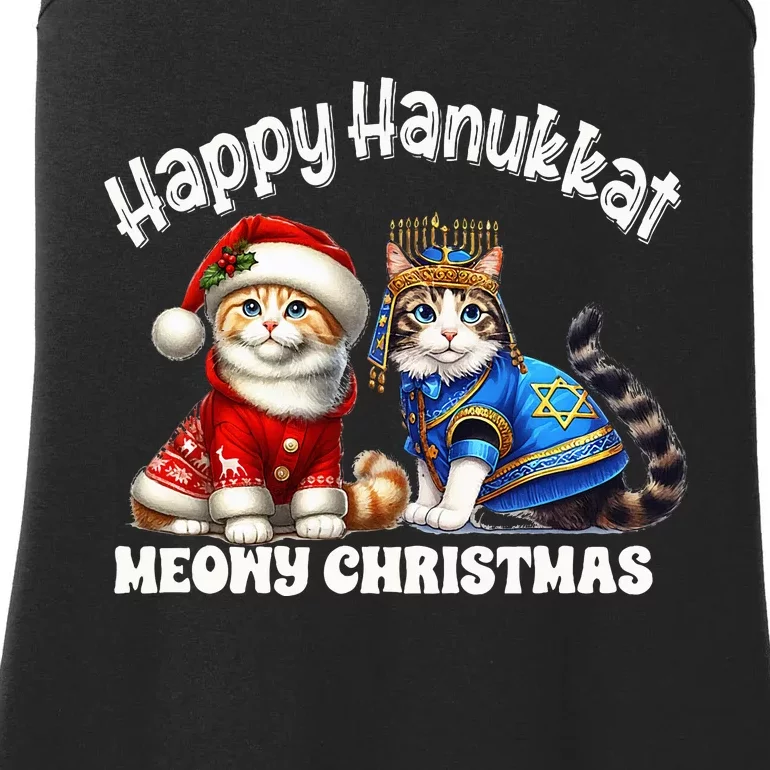 Merry Christmas Happy Hanukkah Jewish Christian Ladies Essential Tank